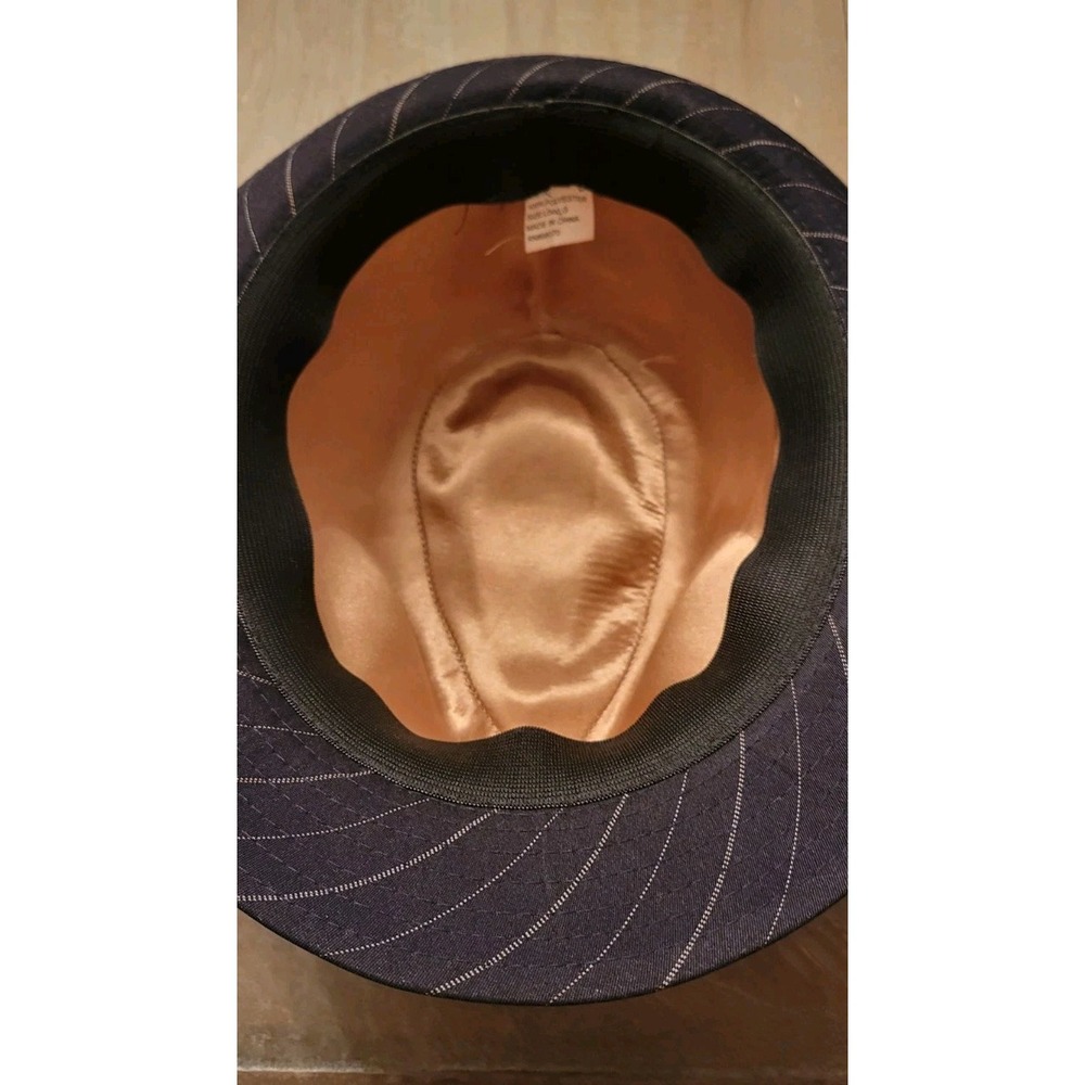 Mens Manhattan Vtg Look Gangster Trilby‎ Fedora Hat Short Brim Striped Jazz Cap - Picture 4 of 4